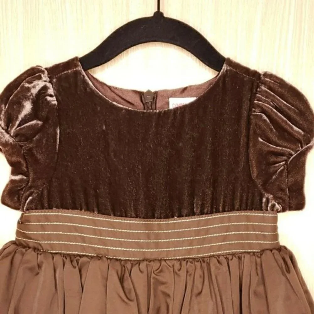 Gymboree Toddler Brown Velvet & Taffeta Feel Dress